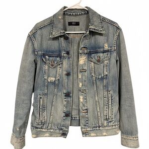 ABLE Merly Distressed Denim Jacket - Classic Light Wash